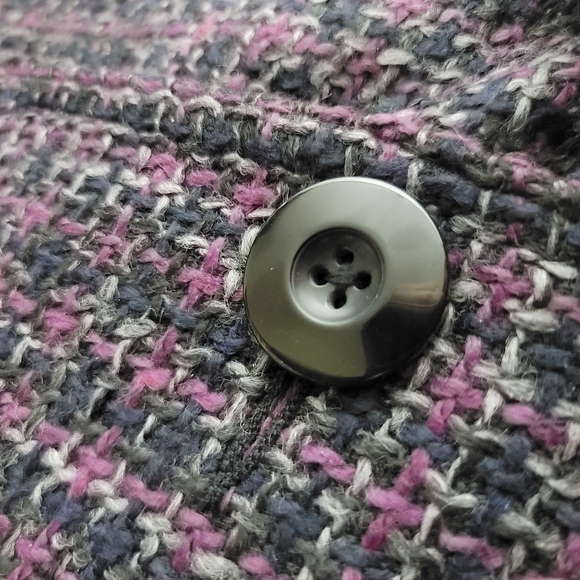 NWOT Northern Reflections Tweed Pattern Belted Capelet Sz M Violet/Indigo/Grey - Picture 5 of 9